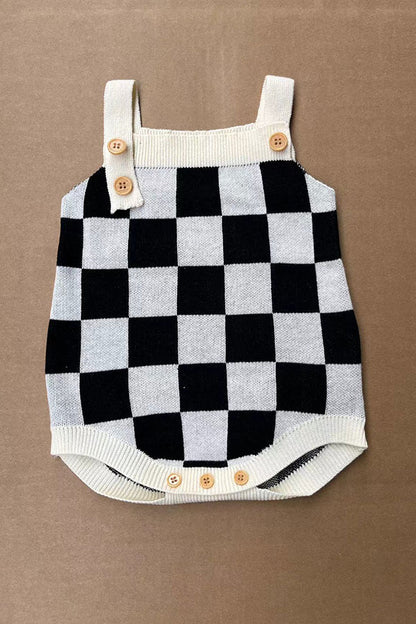Checkered knitted adjustable sweater infant baby onesies 250933M