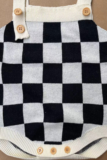 Checkered knitted adjustable sweater infant baby onesies 250933M