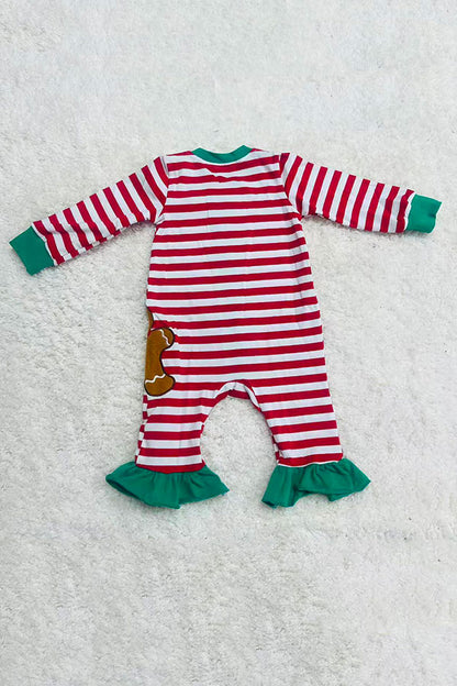 Christmas striped gingerbread dreams sleeper pajamas - Boys & Girls DLH2832