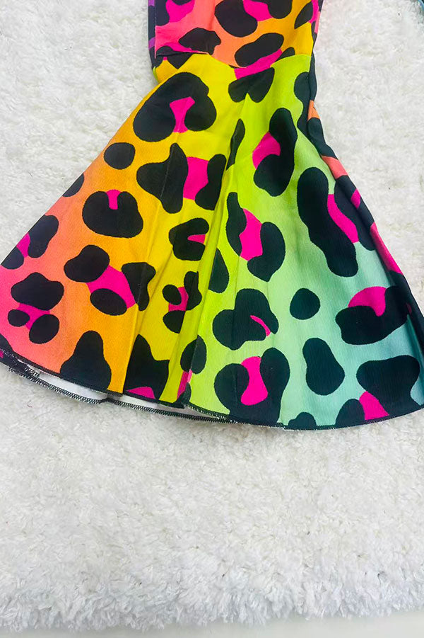 Multi color leopard patterns denim pant girls jeans DLH2728