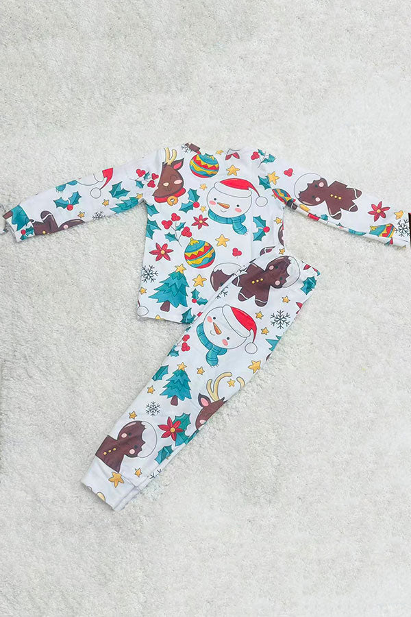 Christmas knitted fabric top & pant unisex 2pc pajamas sets DLH2837