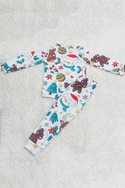 Christmas knitted fabric top & pant unisex 2pc pajamas sets DLH2837