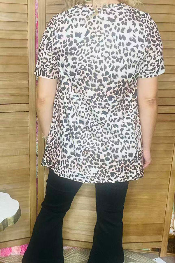 HOWDY BABE leopard & cactus printed short sleeve t-shirt XCH12575