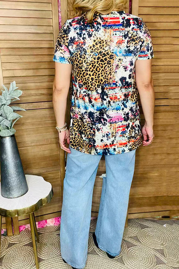 Multi color printed cross short sleeve women t-shirt XCH0722-22