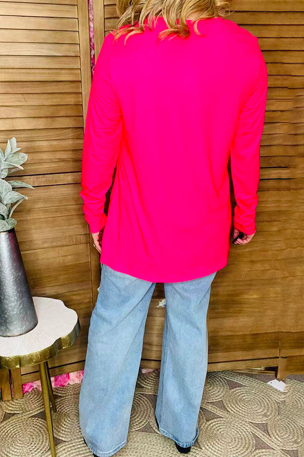 Cactus & bull skull western printed fuchsia long sleeves women tops XCH14126