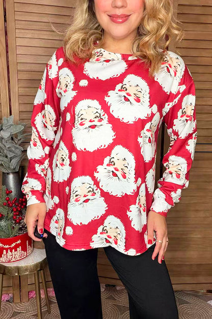 Christmas santa claus printed long sleeve women top XCH16677