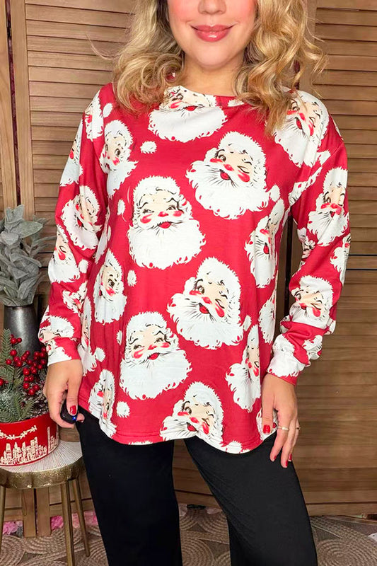 Christmas santa claus printed long sleeve women top XCH16677
