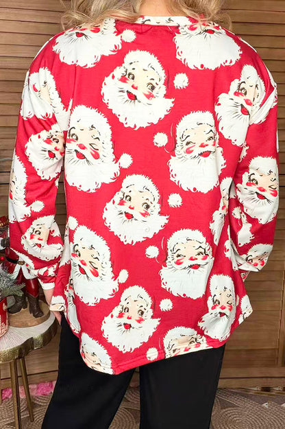 Christmas santa claus printed long sleeve women top XCH16677