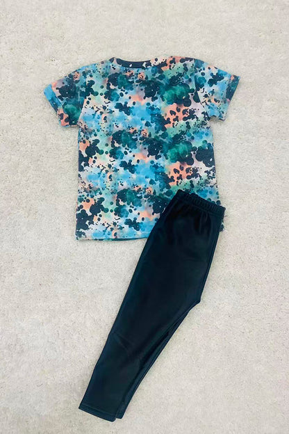 "BLESSED" multicolor animal print sunflower short sleeve t-shirt D1017-9