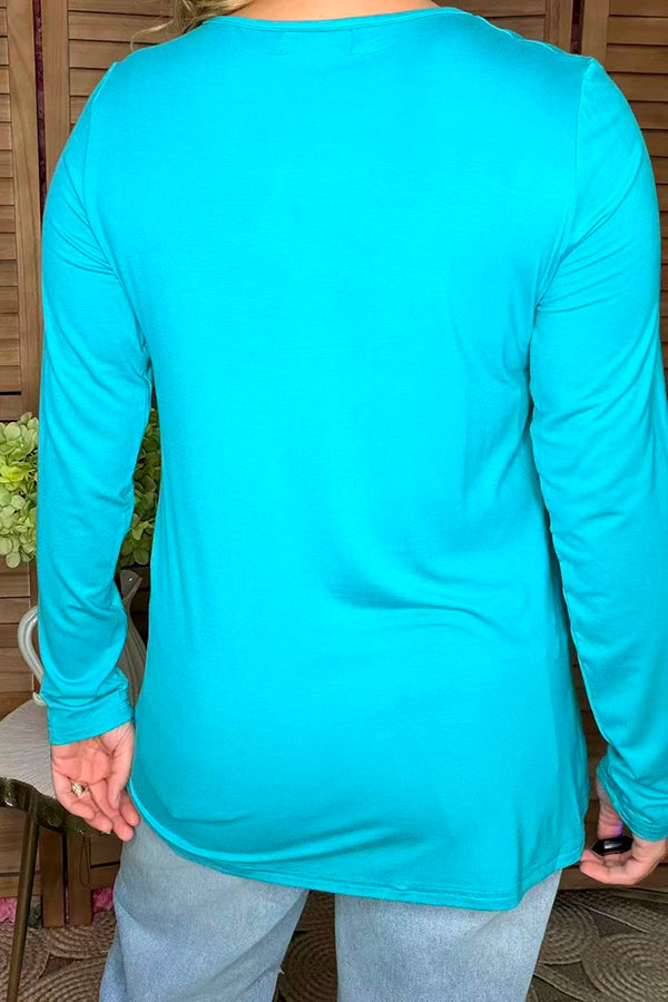 Multi pattern printed turkey long sleeve women top DLH8233