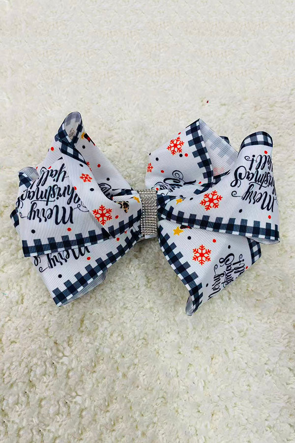 Merry christmas yall double layer rhinestone 7.5" hairbow (4PCS/$10.00)