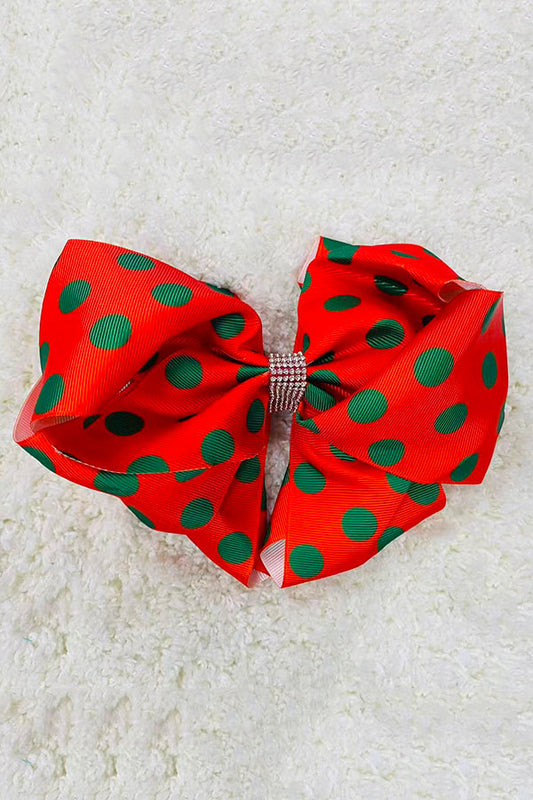 Green dots double layer rhinestone 7.5" hairbow (4PCS/$10.00)