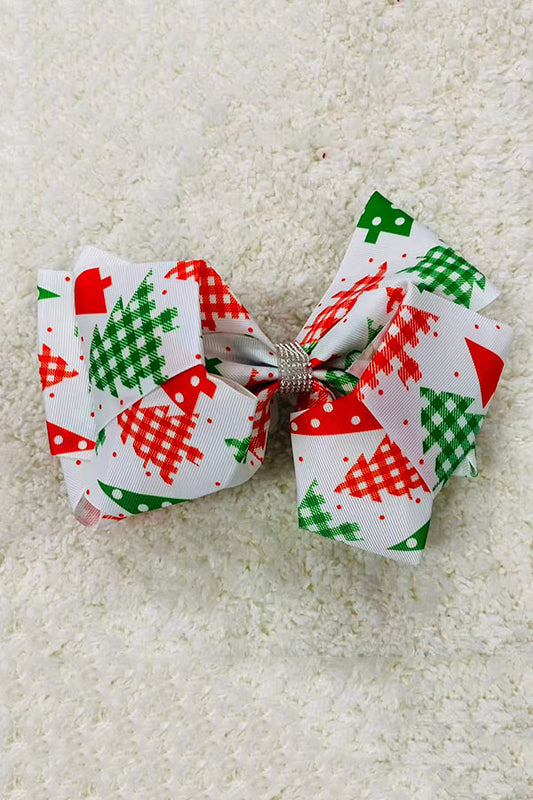 Christmas tree double layer rhinestone 7.5" hairbow (4PCS/$10.00)