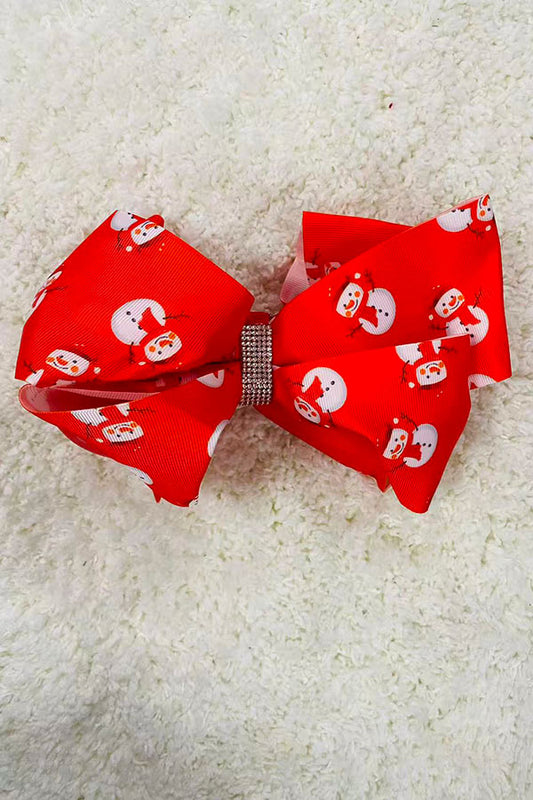 Christmas Red snowman double layer rhinestone 7.5" hairbow (4PCS/$10.00)