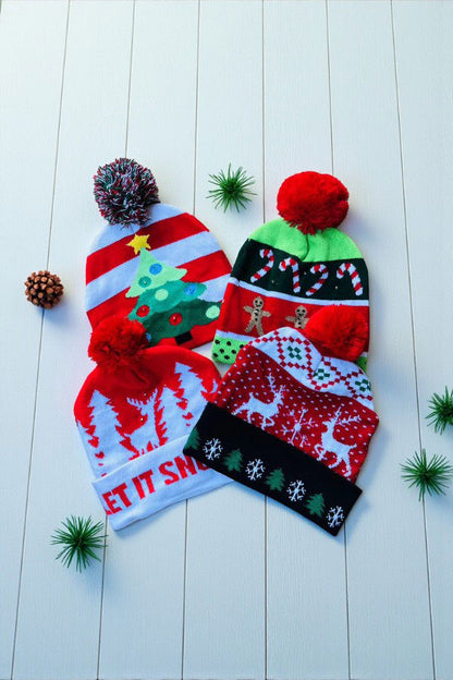 Christmas one size toddler unisex kids hat w/lights