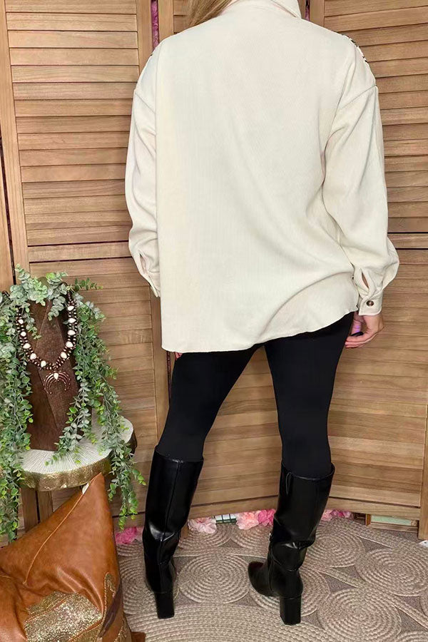 Checkered & cream long sleeve women jacket w/pockets XCH16528