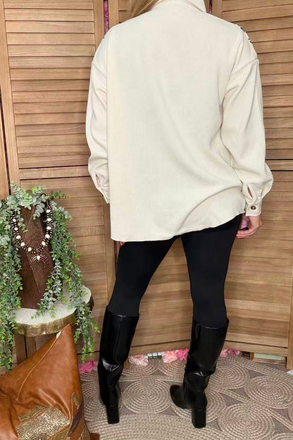 Checkered & cream long sleeve women jacket w/pockets XCH16528