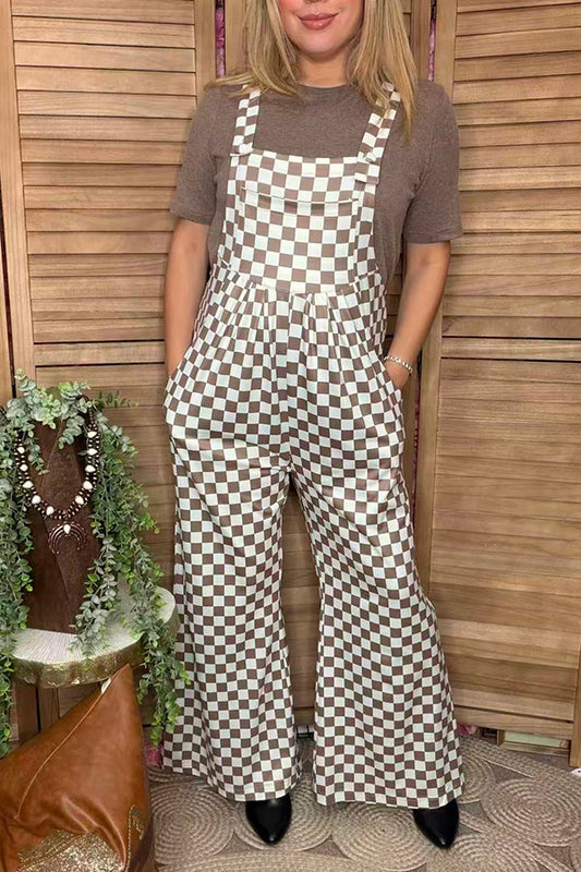 Checkered one piece casual women jumpsuit XCH16799