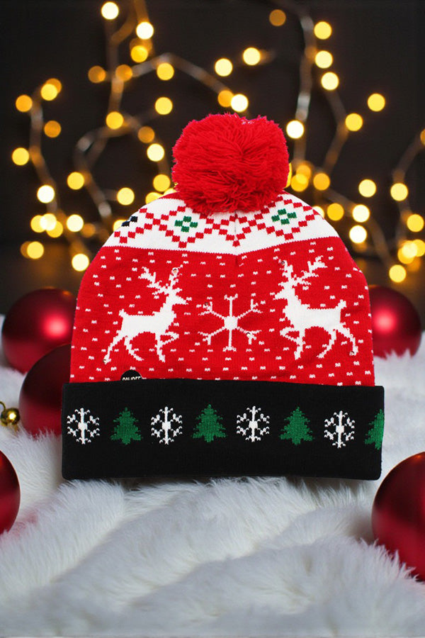 Christmas one size toddler unisex kids hat w/lights