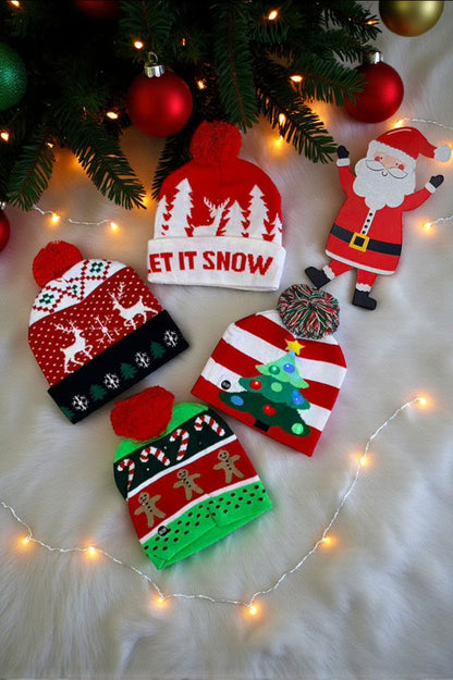 Christmas one size toddler unisex kids hat w/lights