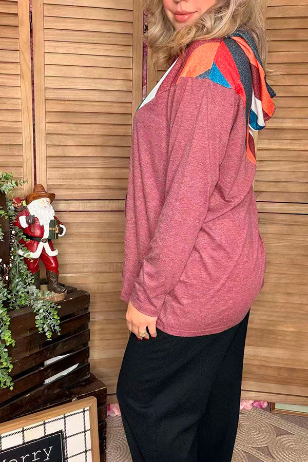 Multi color stripe printed  long sleeve w/string women rust tops XCH10162