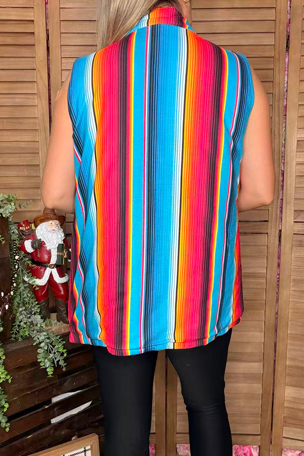 Serape/Fuchsia reversible zipper women vest w/pockets (Tag is removable) DL8362-1