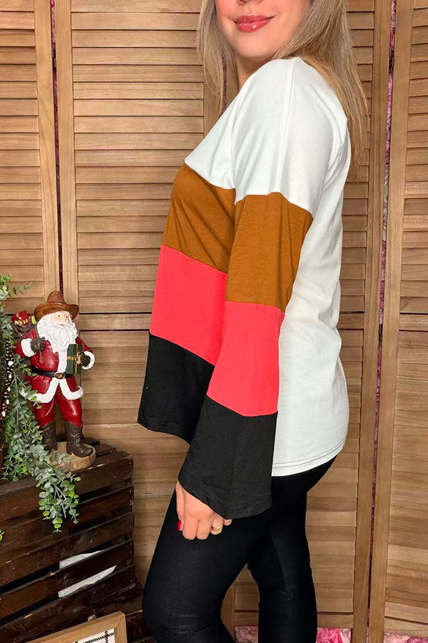 White & Brown & Pink & Black bell long sleeve women shirts GJQ15577
