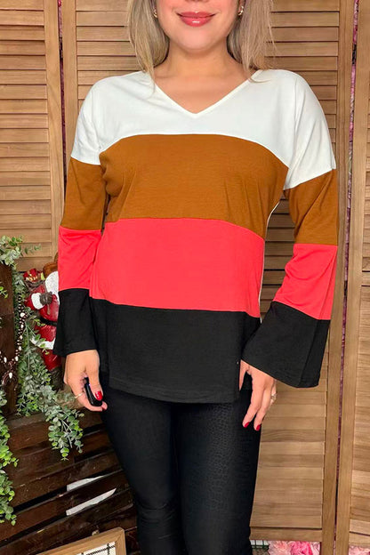 White & Brown & Pink & Black bell long sleeve women shirts GJQ15577