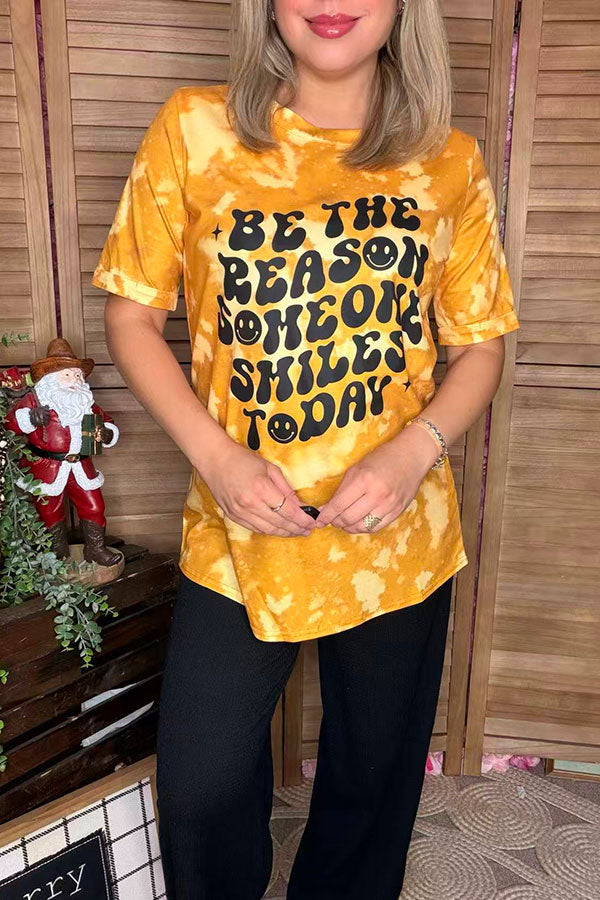 "BE THE REASON SOMEONE SMILES TODAY" yellow women t-shirt DLH13746