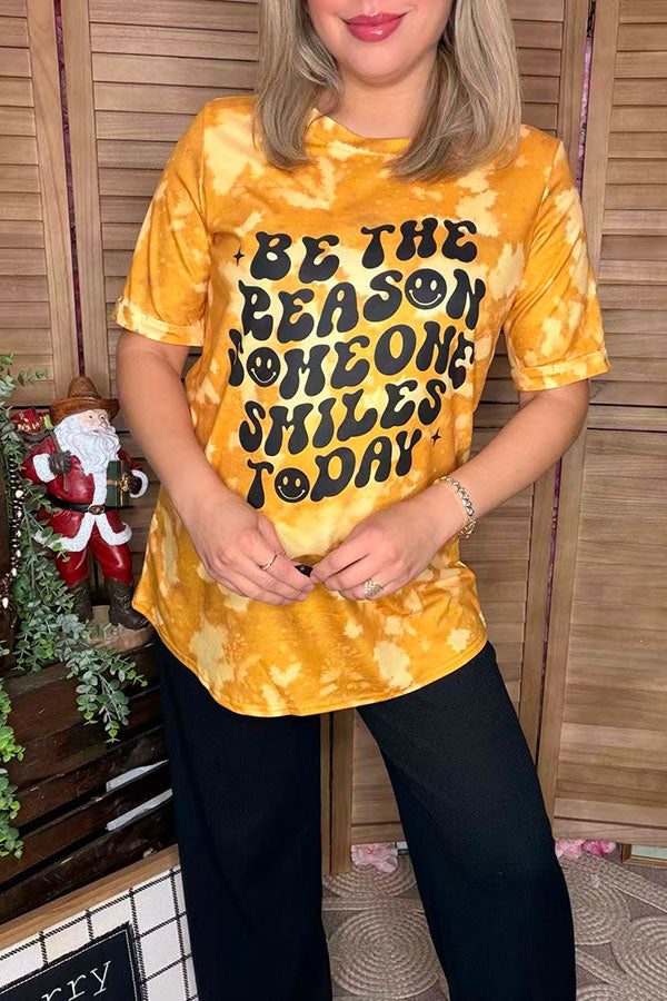 "BE THE REASON SOMEONE SMILES TODAY" yellow women t-shirt DLH13746
