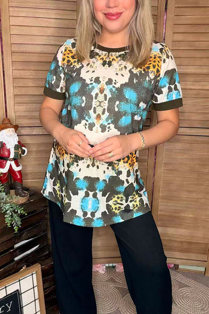 Western printed short sleeve women t-shirt XCH11685