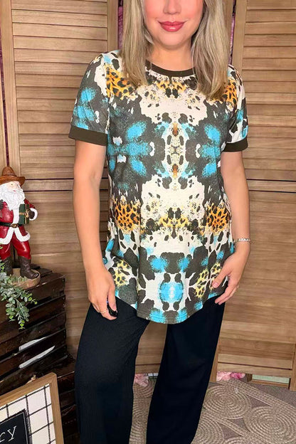 Western printed short sleeve women t-shirt XCH11685