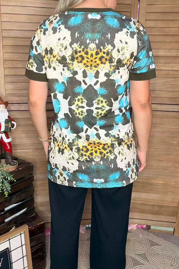 Western printed short sleeve women t-shirt XCH11685