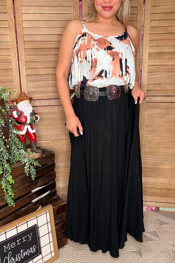 Black long style women skirt w/leg slit BQ13244