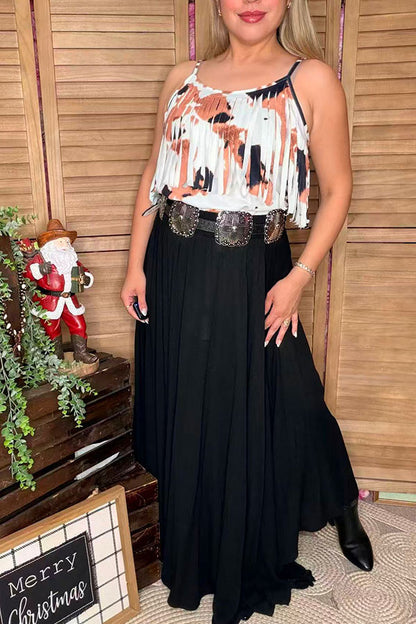 Leopard printed fringe women tank tops GJQ14410