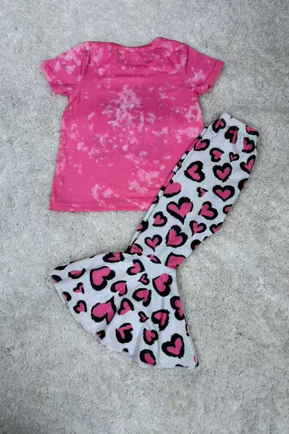 X0015-26 "Follow Your Heart" Print heart pant 2pcs children clothing sets