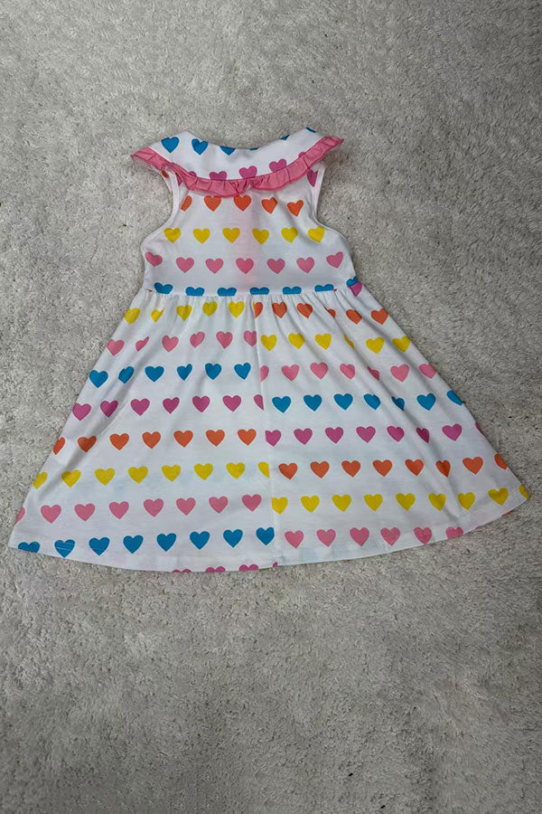 X07003 Hearts printed baby doll girls dress w/purse bag