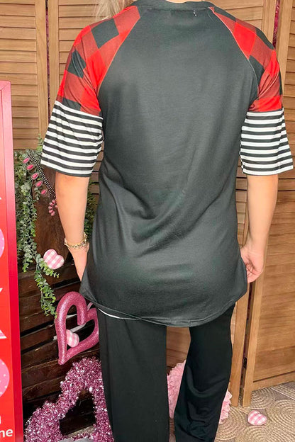 Cow hearts printed valentine short sleeve black women t-shirt DLH12141