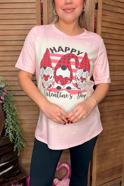 "HAPPY Valentine's Day" pink short sleeve women top DLH14548