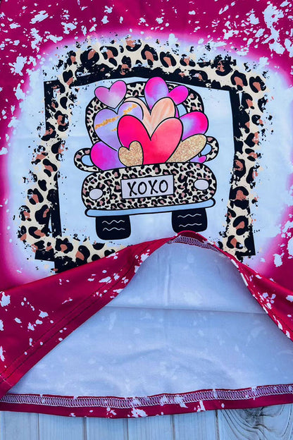 XOXO leopard & hearts printed short sleeve girls top DLH2738