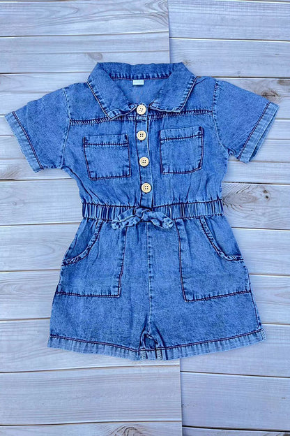 One piece soft denim toddler girls jumpsuit 250936M