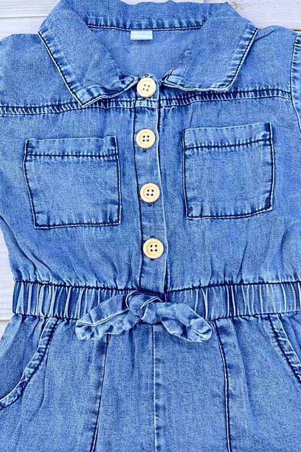 One piece soft denim toddler girls jumpsuit 250936M