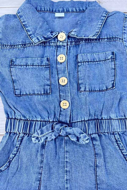 One piece soft denim toddler girls jumpsuit 250936M