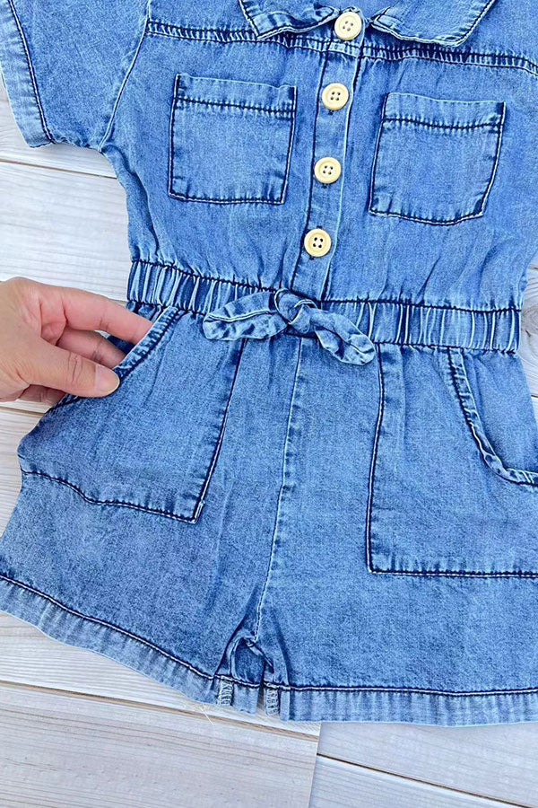 One piece soft denim toddler girls jumpsuit 250936M