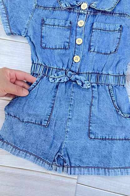 One piece soft denim toddler girls jumpsuit 250936M