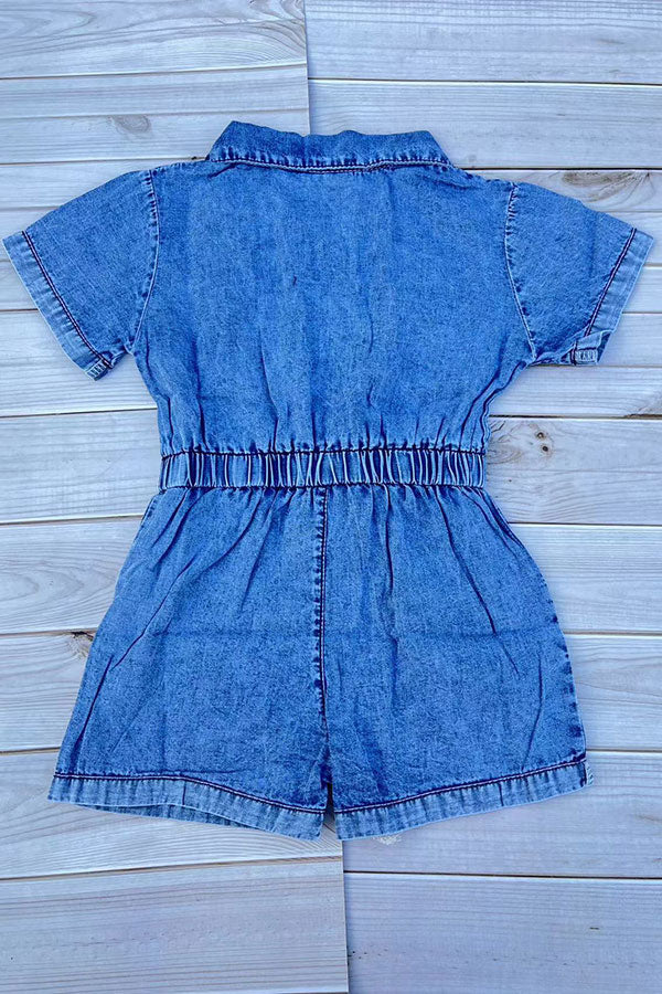 One piece soft denim toddler girls jumpsuit 250936M