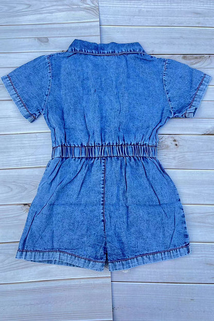 One piece soft denim toddler girls jumpsuit 250936M
