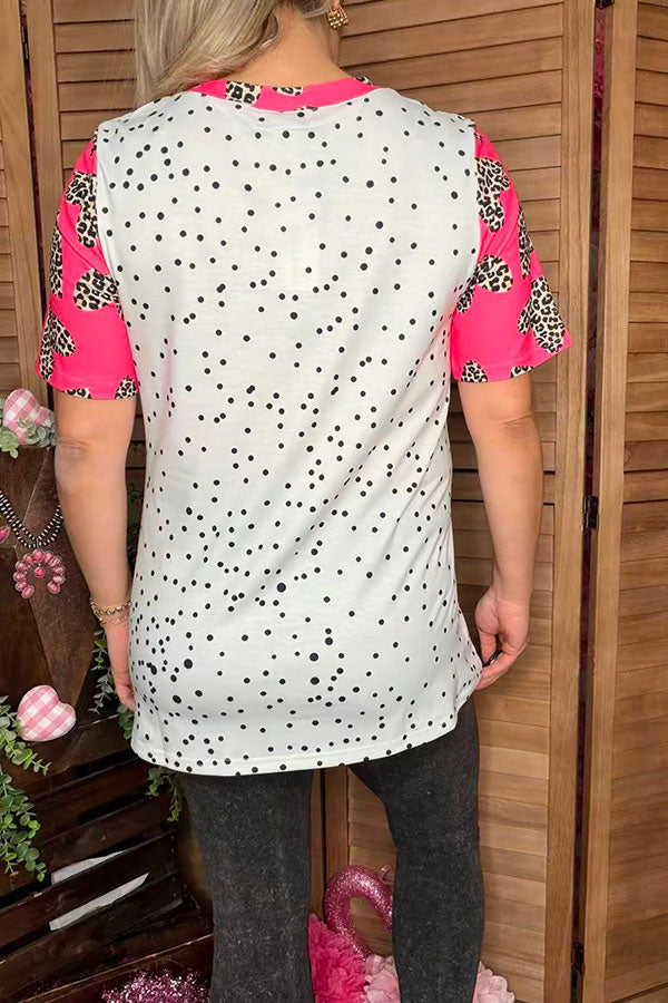 Valentine XOXO & Dot & Leopard printed short sleeve women t-shirt XCH13685