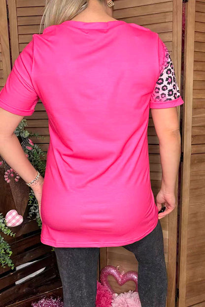 Western Valentine LOVE printed pink women t-shirt XCH13490C