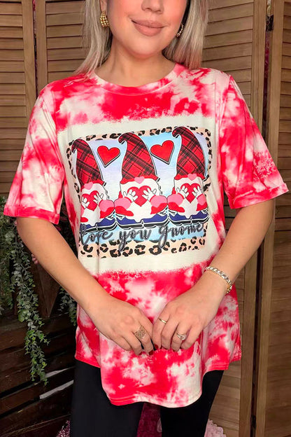 Valentine printed tie dye short sleeve women t-shirt DLH14581